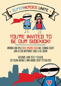 Image of Superhero/Sidekick Invitation