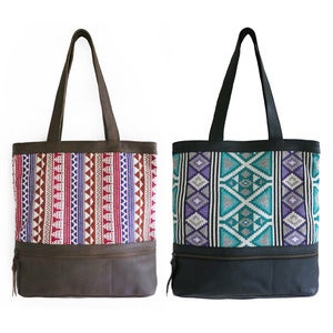 Image of ALINA Tote in Jacquard/Leather