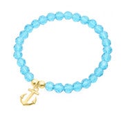 Image of Anchor Bracelet with Aqua Beads in Gold