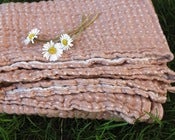 Image of Plaid bébé en lin & coton lavé, couleur beige nude