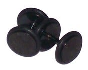 Image of Fake Plugs Black Faux 1.9cm Diameter Gauges Stainless Steel 16G Studs