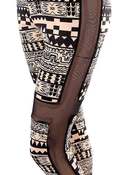 Image of One Side Sheer Cross Aztec Leggings 