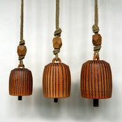 Image of Raw Thrown Bells with Iron Stripes & Faceted Beads