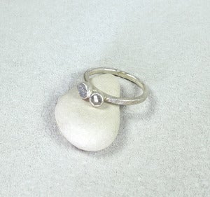 Image of Rough and faceted diamond ring, sterling silver