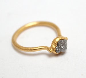 Image of Rough diamond ring, gold plated sterling silver