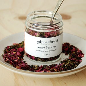 Image of Organic Assam Black Tea with Spearmint and Red Rose Petals - 3 Jars