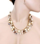 Image of Natural Tones Multicolored Necklace and Earring Set