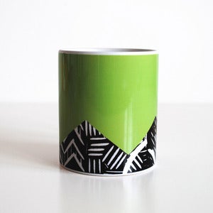 Image of Green lino print design mug