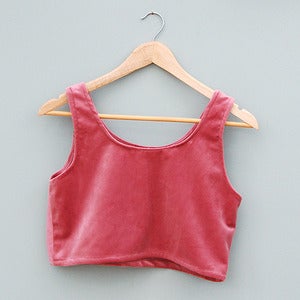 Image of Handmade Dusky Pink Velvet Crop Top by Laura Ralph 