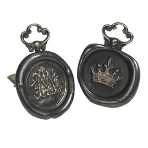 Image of Oxidised Personalised Wax Seal Cufflinks (A-Z)
