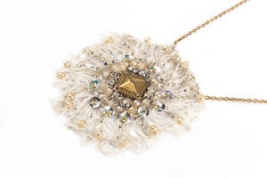Image of Antique lace beaded pendant- gold