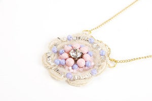 Image of Antique lace beaded pendant- lilac