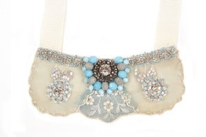 Image of Antique lace beaded necklace-blue