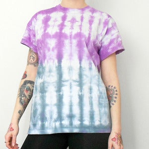 Image of Tie Dye T-Shirt Purple & Black Stripes 