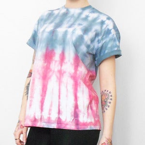 Image of Tie Dye T-Shirt Black & Red Stripes 