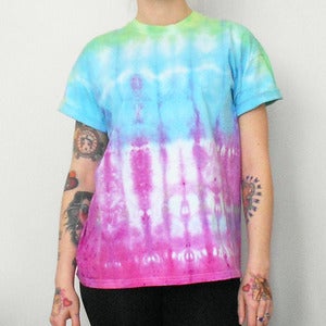 Image of Tie Dye T-Shirt Blue & Purple Stripes 