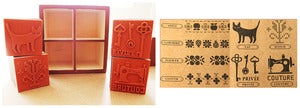 Image of Set of Decorative Wooden Rubber Stamps 