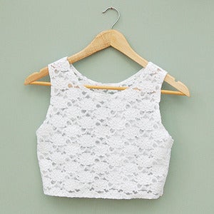 Image of White Lace Crop Top by Kee Boutique 