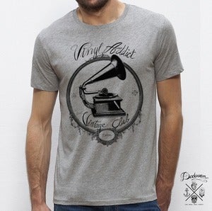 Image of T-shirt Vinyl Addict Vintage Club gris