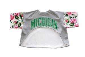 Image of D.Fame Floral "Michigan State" Cropped Crewneck