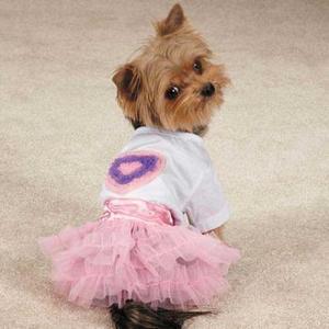 Image of Zack & Zoey Chiffon Hearts Dog T-Shirt and Skirt Set
