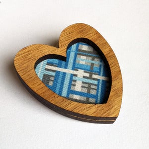 Image of Heart Brooch - Linear in Aquamarine (Free Shipping)