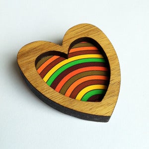 Image of Heart Brooch - Retro Stripes (Free Shipping)
