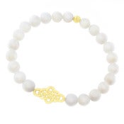 Image of Gold Knot Bracelet with White Shell Beads