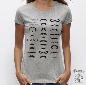 Image of T-shirt femme Moustaches - gris 