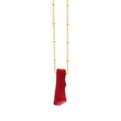 Image of Coral Necklace with Red Branch in Gold
