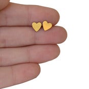 Image of brass heart post earrings