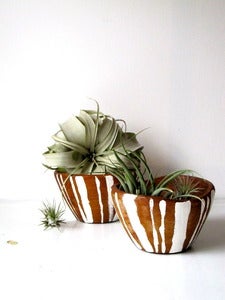 Image of painted stripe wooden bowls