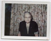 Image of INTENSE OLD WOMAN BARKCLOTH DRAPES VINTAGE COLOR POLAROID PHOTO 