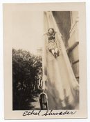 Image of EHTEL COMES DOWN THE SLIDE VINTAGE MOTION SNAPSHOT PHOTO 