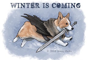 Image of Winter is Coming Corgi Postcard