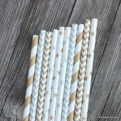 Image of Pailles rayées vintage rayées, chevrons ou étoiles dorées ou argent