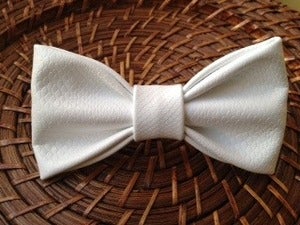 Image of Bright White Leather Bow Tie