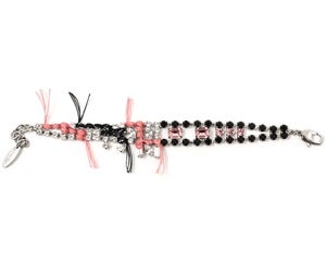 Image of Split Personality Crystal Bracelet W/Threads - Crystal/Jet & Rose