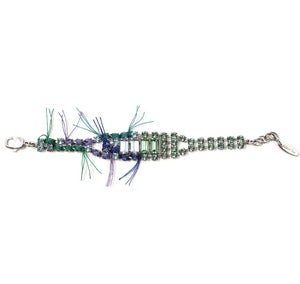 Image of Split Personality Crystal Bracelet W/Threads - Green/Blue