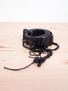 Image of Ann Demeulemeester - Belt with Attached Skull and Beads Charm