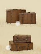 Image of Saddle Brown Suitcase Set - TWO Sizes - Leather Feel - Vintage Style