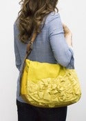 Image of - S O L D - large tough ruffles shoulder bag in perfect yellows