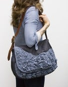 Image of -S O L D- large tough ruffles shoulder bag in vintage dark denim + slate