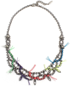 Image of Let Them Eat Cake Crystal Necklace W/Multi Bright Thread Details - Crystal/Multi Bright 
