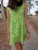 Image of Daisy Embroidery Babydoll Dress - Neon Green