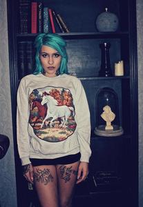 Image of Applique Horses Horse Print Grey Jumper