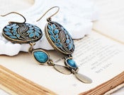 Image of Teal Green Chandelier Earrings
