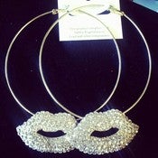Image of Rhinestone Lip Hoop Earrings 
