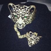 Image of Leopard Bracelet with attatched Ring 