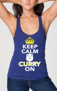 Image of Womens: Keep Calm & CURRY On : Racerback (Royal Blue) 